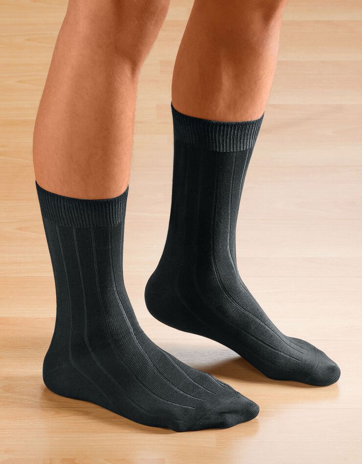 Mi-chaussettes non comprimantes - lot de 2 paires (noir + gris)