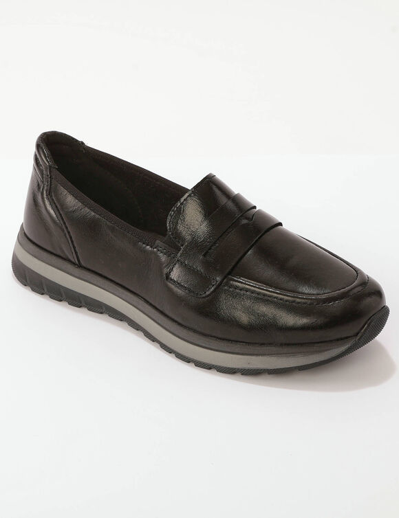 Mocassins compens&eacute; grande largeur (noir)