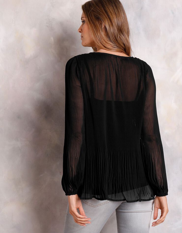 Blouse plissée, version unie (noir) Blouse plissée, version unie (noir)