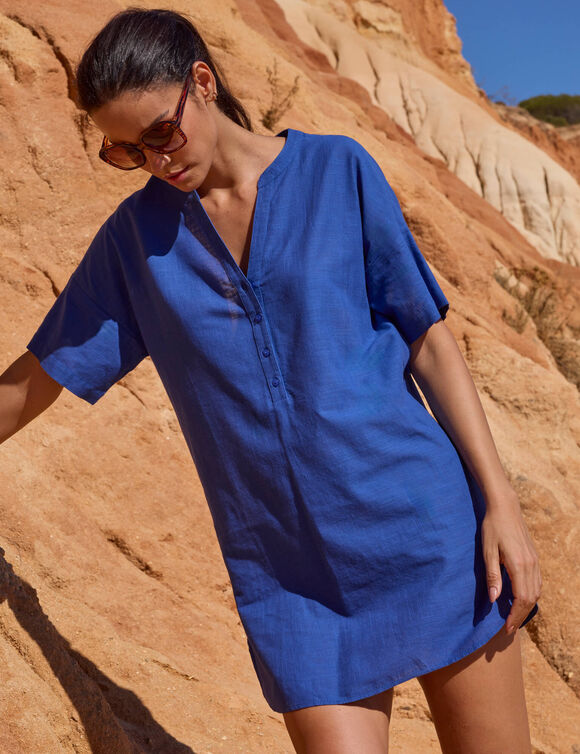 Tunique de plage, manches coudes (bleu)
