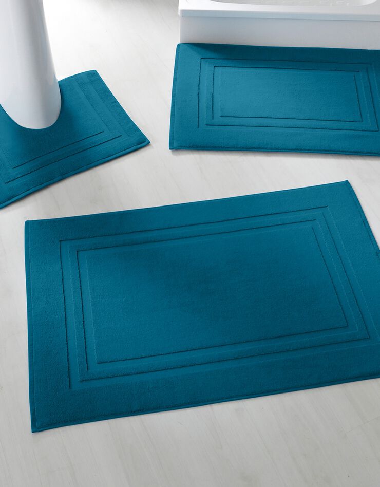 Tapis de bain éponge double liteau (bleu paon) Tapis de bain éponge double liteau (bleu paon)
