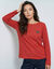 T-shirt marini&egrave;re manches longues, brod&eacute; "c&oelig;ur" uni ou imprim&eacute; l&eacute;opard (rouge)