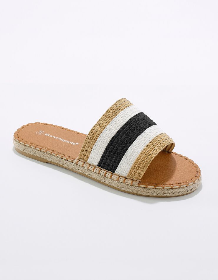 Mule en raphia tissé semelle corde (beige) Mule en raphia tissé semelle corde (beige)
