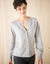 Gilet boutonné, maille ajourée (gris chiné)