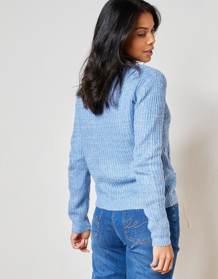 Gilet zippé maille anglaise toucher mohair (bleu chiné) Gilet zippé maille anglaise toucher mohair (bleu chiné)