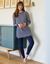Pyjama molleton rayé avec legging  (marine / écru)