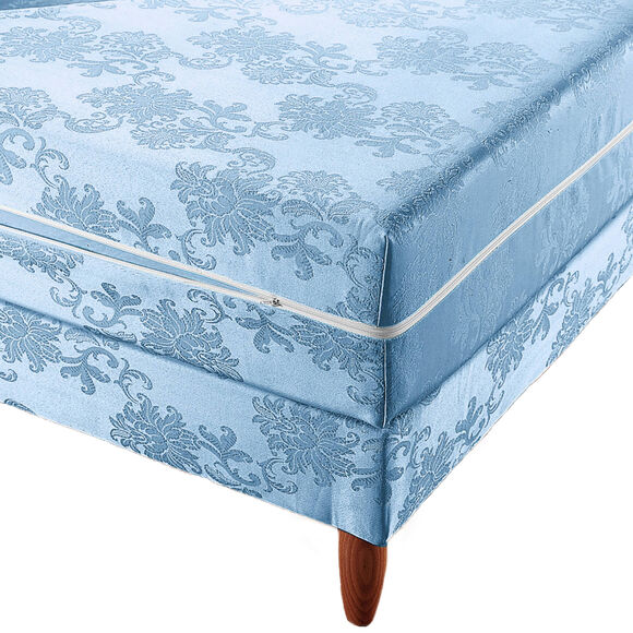Housse de matelas ou sommier coutil m&eacute;daillons 18 cm (bleu)