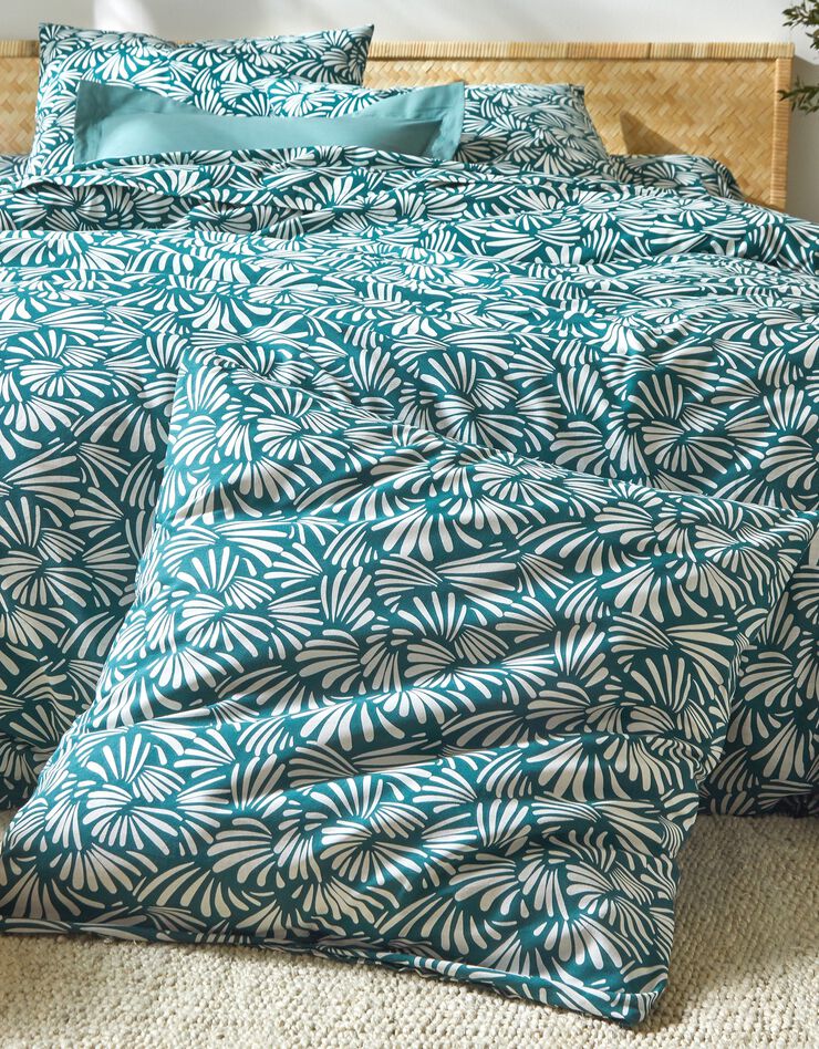 Linge de lit Vick en coton imprimé graphique (vert)