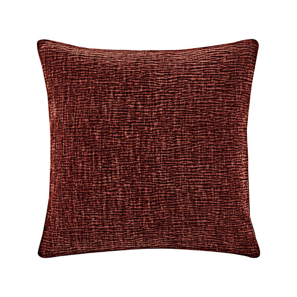 Housse de coussin tissage chenille - lot de 2 (tomette)