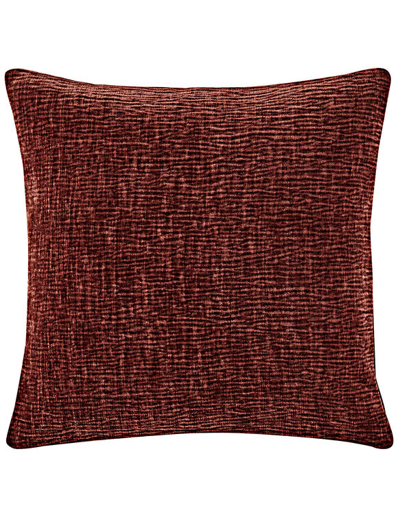 Housse de coussin tissage chenille - lot de 2 (tomette)