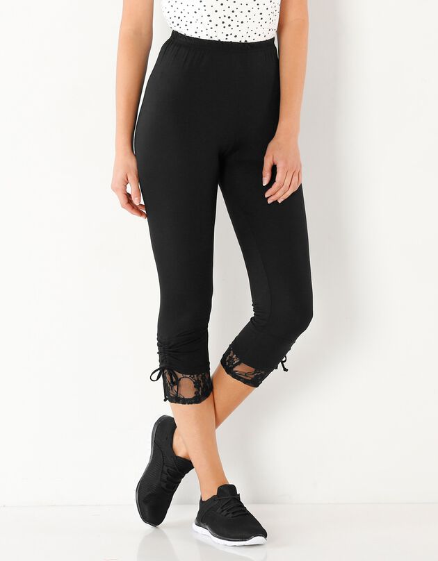 Corsaire dentelle taille élastiquée, maille stretch (noir)
