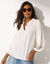 Blouse unie, détails macramé, crépon (écru)
