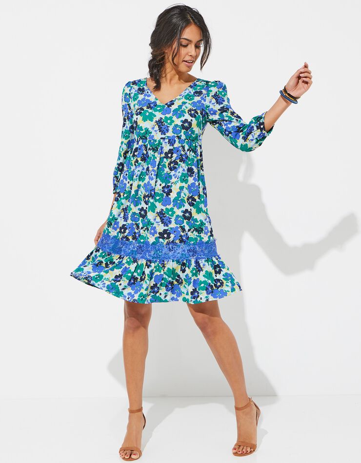 Robe dos croisé imprimée (vert / bleu) Robe dos croisé imprimée (vert / bleu)