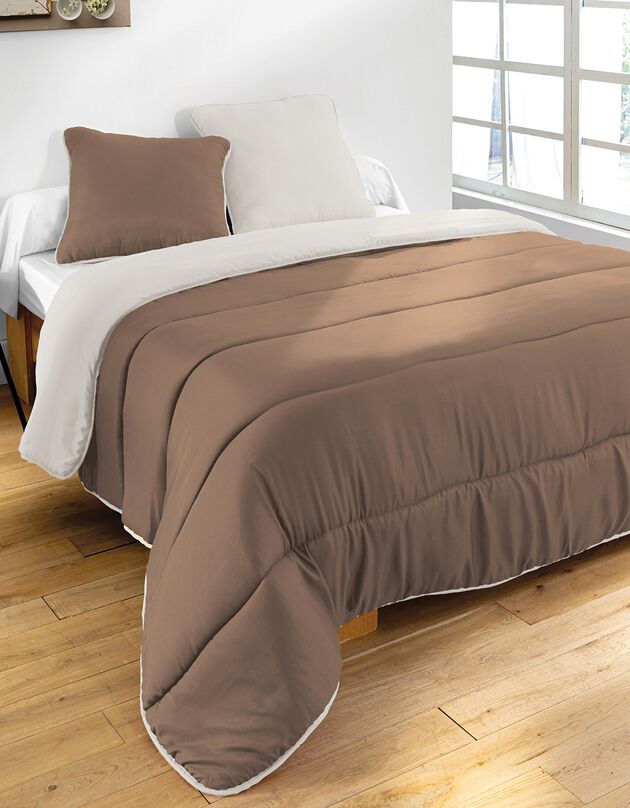 Couette bicolore microfibre 350g/m2 (taupe / beige)