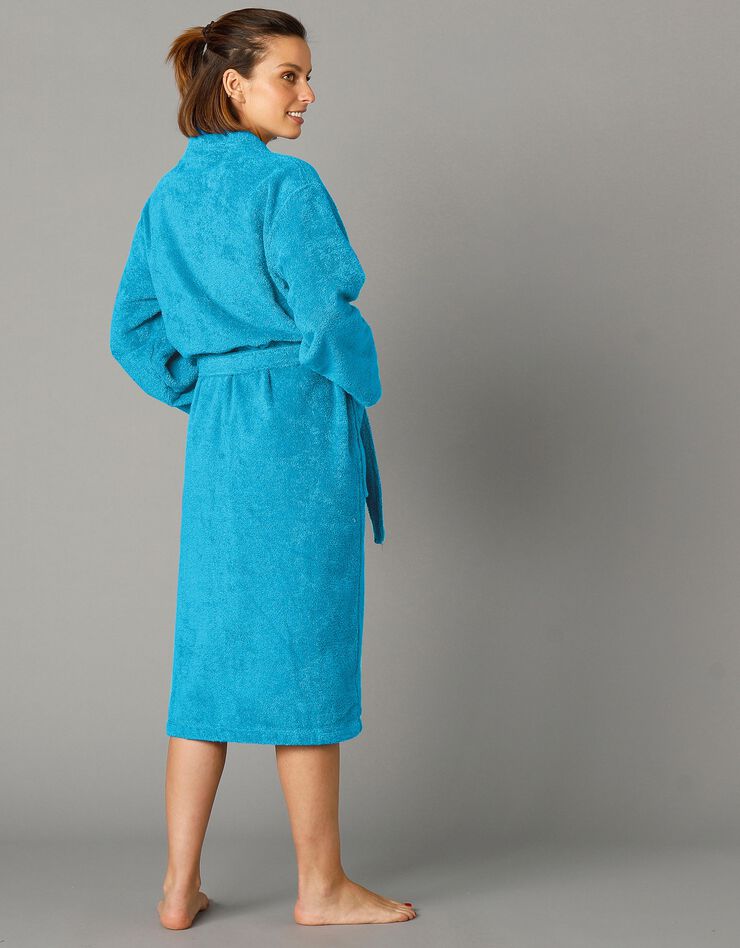 Peignoir mixte adulte col kimono éponge bouclette (turquoise) Peignoir mixte adulte col kimono éponge bouclette (turquoise)