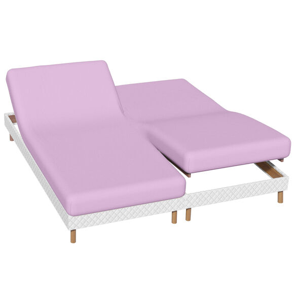 Drap-housse uni sommier articulé flanelle bonnets 26 cm (lavande)