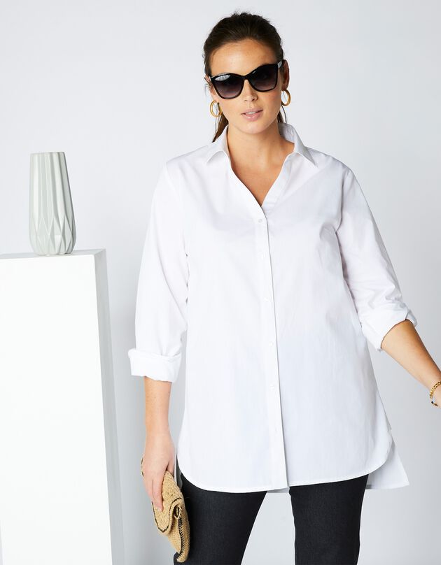 Longue chemise coton forme liquette (blanc)