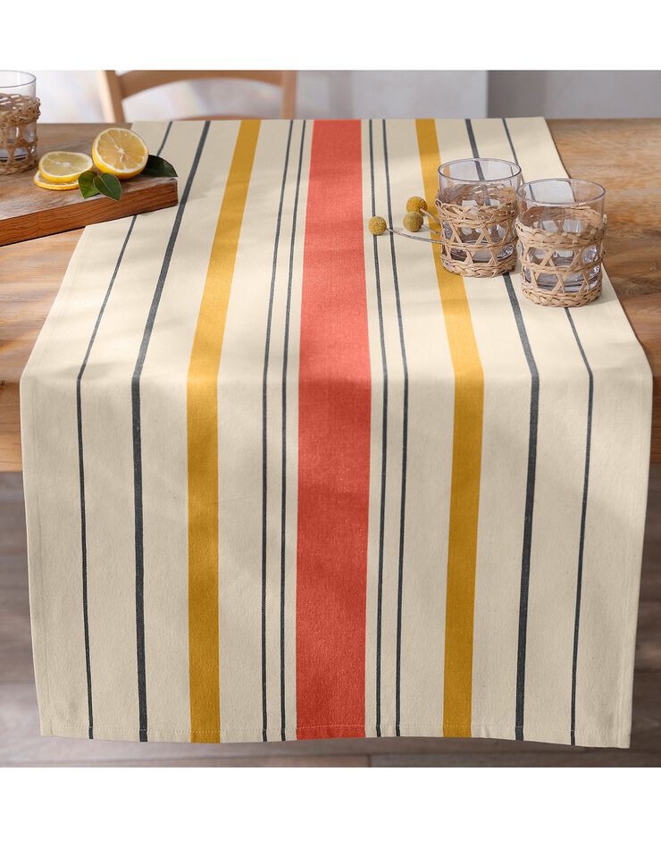 Nappe rayée coton tissé teint (terracotta) Nappe rayée coton tissé teint (terracotta)