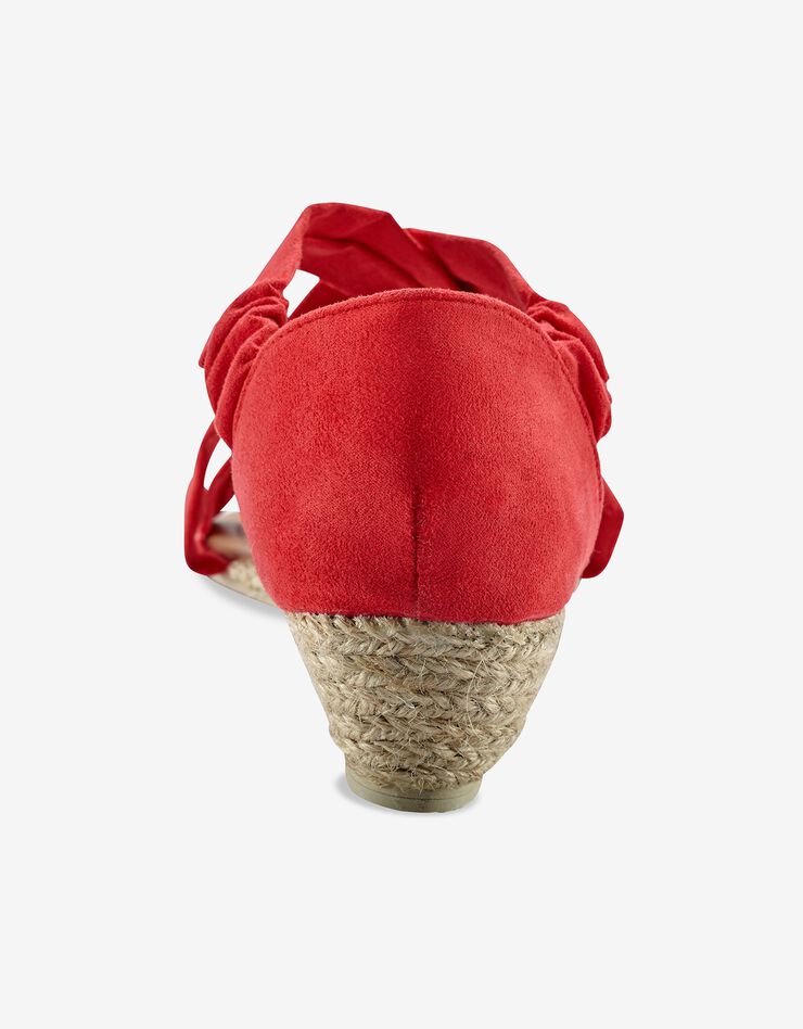 Sandales compensées élastiquées dessus microfibre effet suédine (rouge)