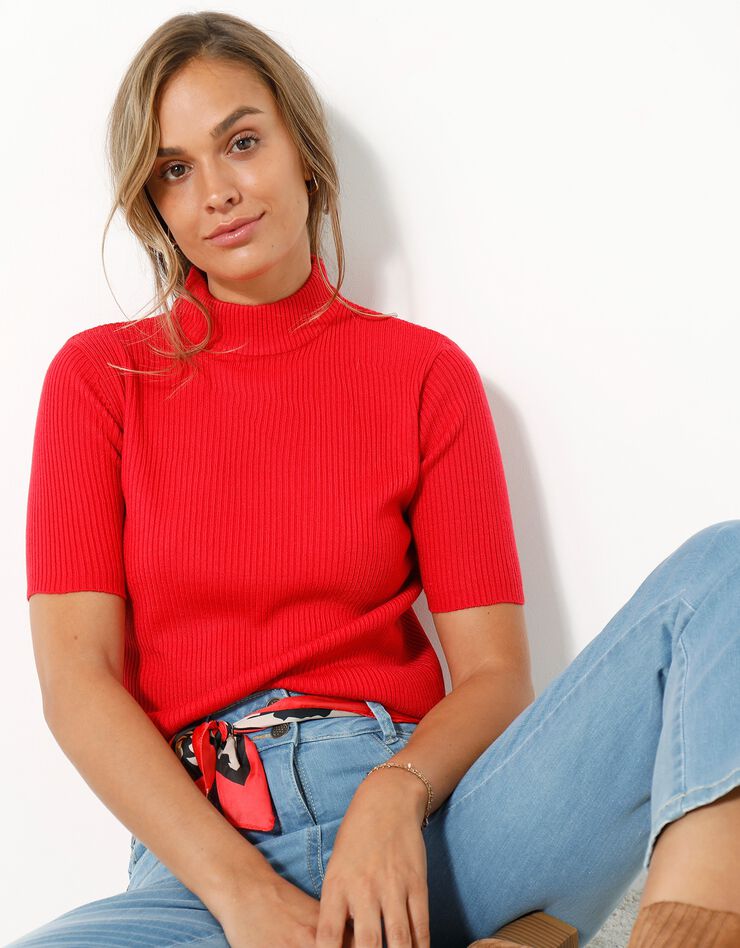 PULL ORANGE MANCHES COURTES EN MAILLES LUREX. ENVOI RAPIDE