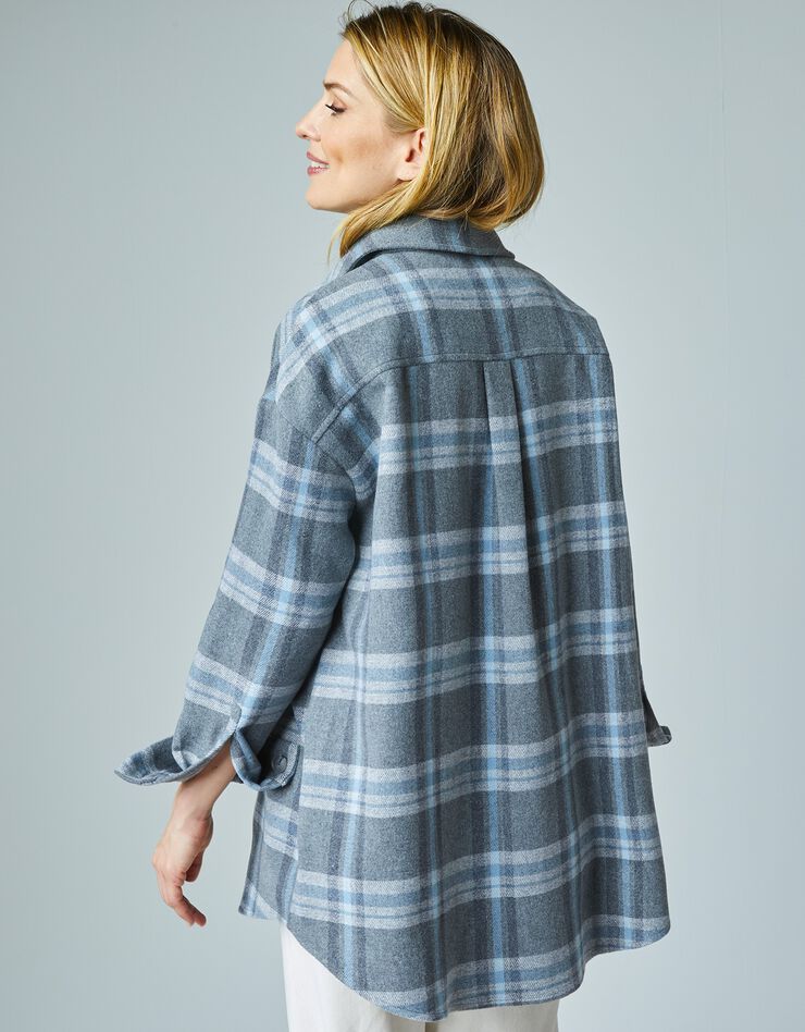 Veste surchemise oversize à carreaux (gris / bleu) Veste surchemise oversize à carreaux (gris / bleu)