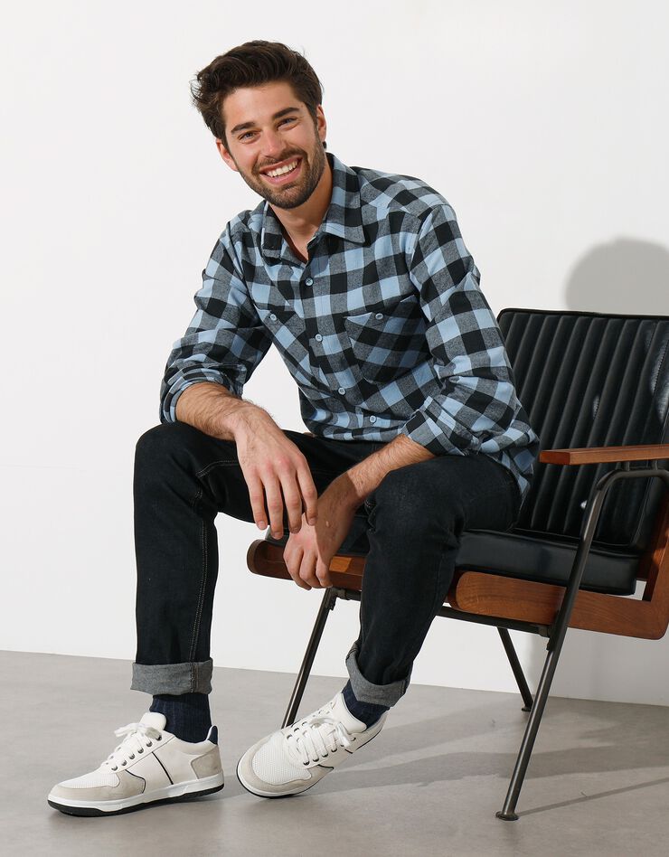 Chemise carreaux écossais flanelle (bleu / noir)