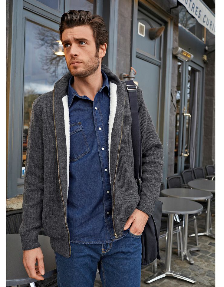 Blouson côte anglaise intérieur fourré (gris anthracite) Blouson côte anglaise intérieur fourré (gris anthracite)