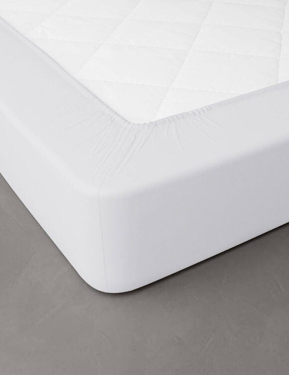 Drap-housse uni percale bonnets 40 cm (blanc)