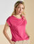 T-shirt uni détail boutonné maille jersey (rose)