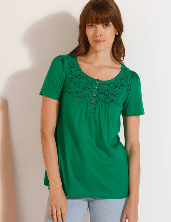 T-shirt macramé manches courtes (vert menthe)