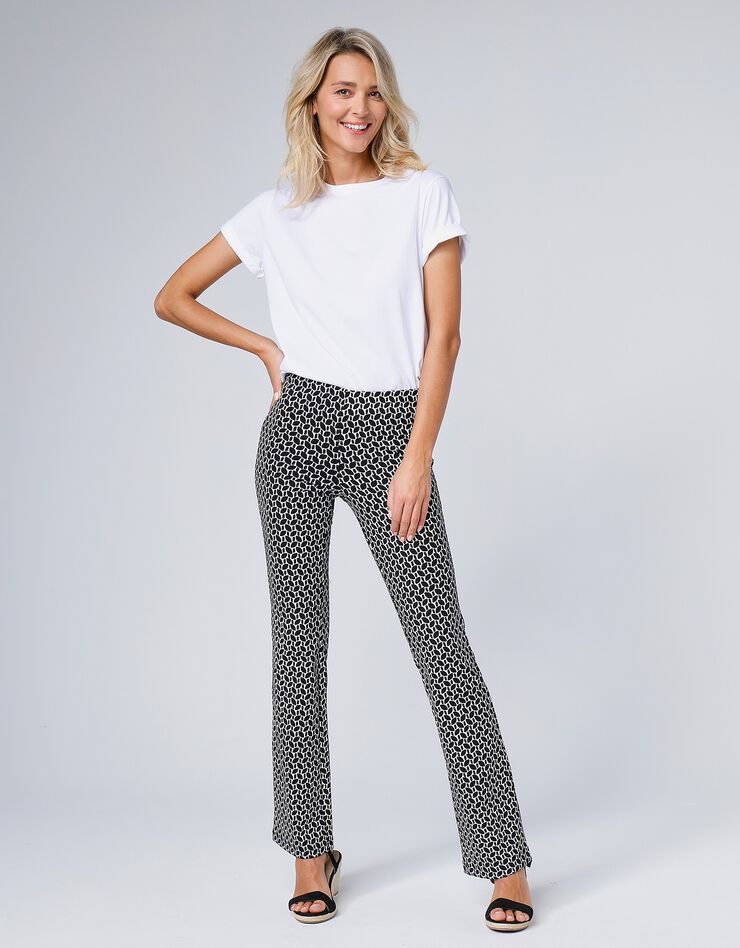 Legging imprimé forme bootcut, taille élastiquée (noir / écru) Legging imprimé forme bootcut, taille élastiquée (noir / écru)