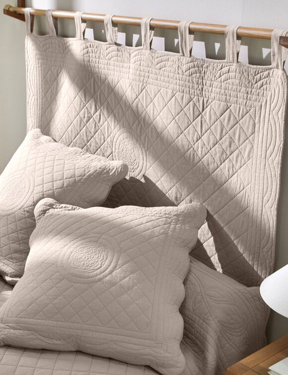 Tête de lit unie coton style boutis Cassandre (beige)