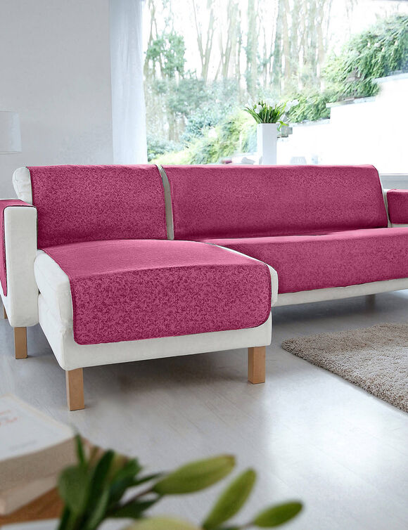 Prot&egrave;ge-salon faux-uni antiglisse (prune)