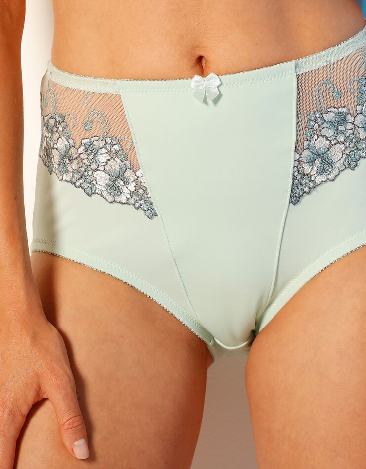 Gainette microfibre et tulle brodé Copala (tilleul) Gainette microfibre et tulle brodé Copala (tilleul)
