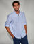 Chemise rayures reliefées manches retroussables (bleu ciel)