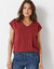 T-shirt col V, maille fantaisie brillante (bordeaux)
