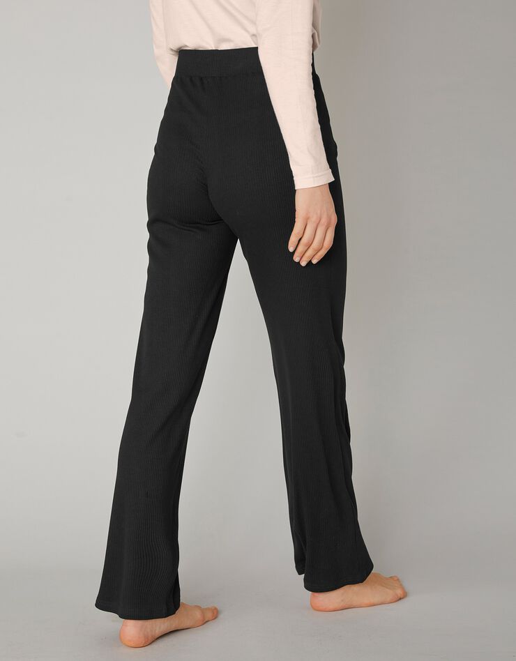 Pantalon large maille côtelée taille élastiquée (noir) Pantalon large maille côtelée taille élastiquée (noir)