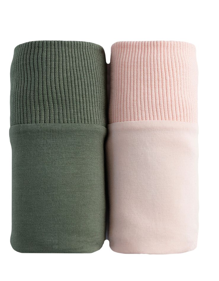 Culotte maxi coton stretch ceinture confort - lot de 2 (kaki + peau)