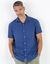 Chemise coton lin manches courtes boutonnée (bleu denim)