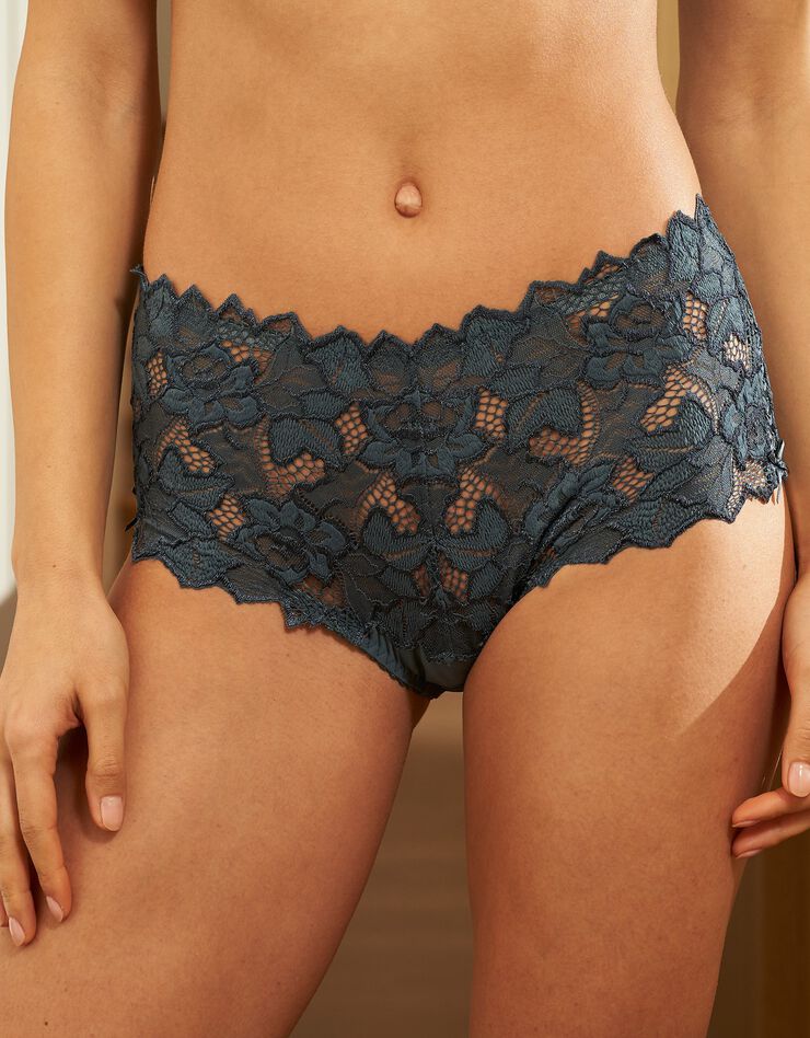 Culotte haute dentelle unie Arum (bleu pétrole) Culotte haute dentelle unie Arum (bleu pétrole)