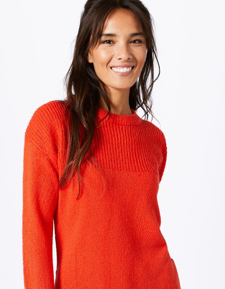 Pull col rond maille anglaise et jersey (orange) Pull col rond maille anglaise et jersey (orange)