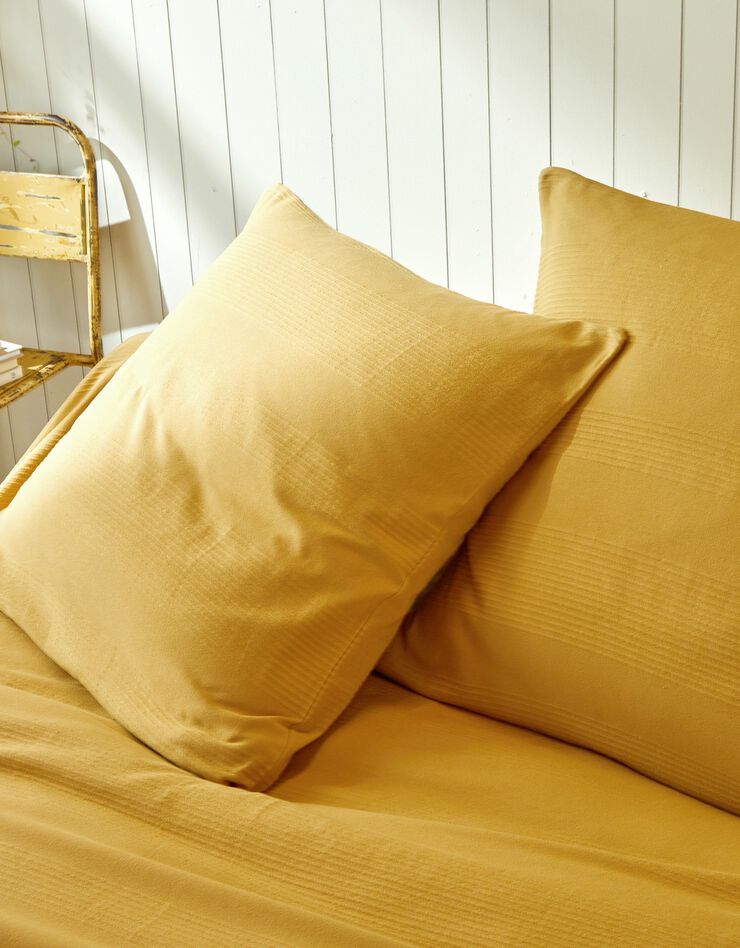 Jeté de lit uni tissé coton (miel)