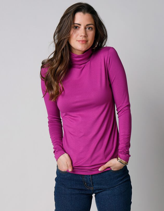 Sous-pull uni col roulé viscose stretch (violine foncé)