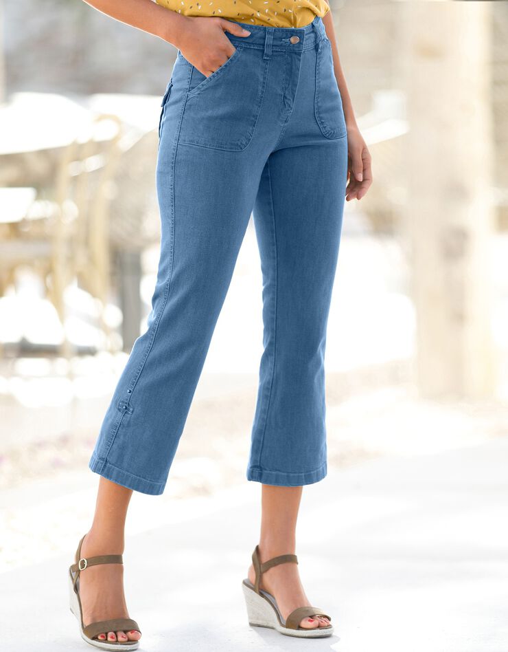 Pantacourt droit retroussable, jean (bleached) Pantacourt droit retroussable, jean (bleached)
