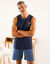 Débardeur pyjama coton imprimé placé (marine)