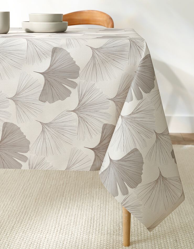Nappe toile cirée imprimée gingko (gris)