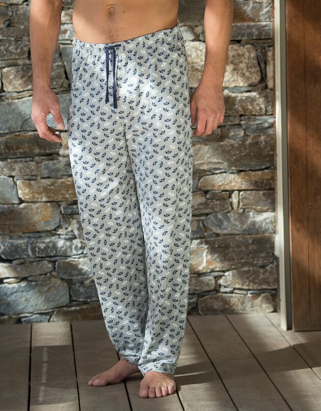 Pantalon pyjama imprimé (gris / marine)