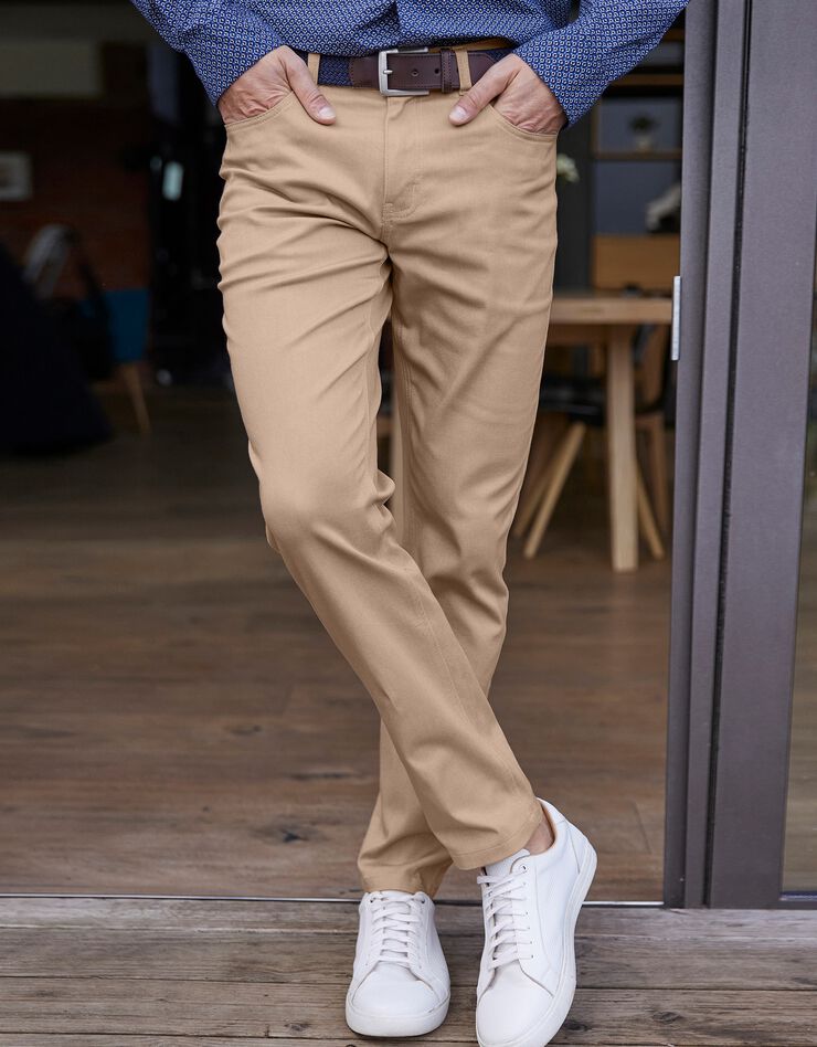 Pantalon droit 5 poches twill coton extensible (grège) Pantalon droit 5 poches twill coton extensible (grège)