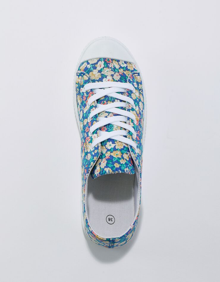 Tennis en toile à lacets imprimé fleuri (bleu) Tennis en toile à lacets imprimé fleuri (bleu)
