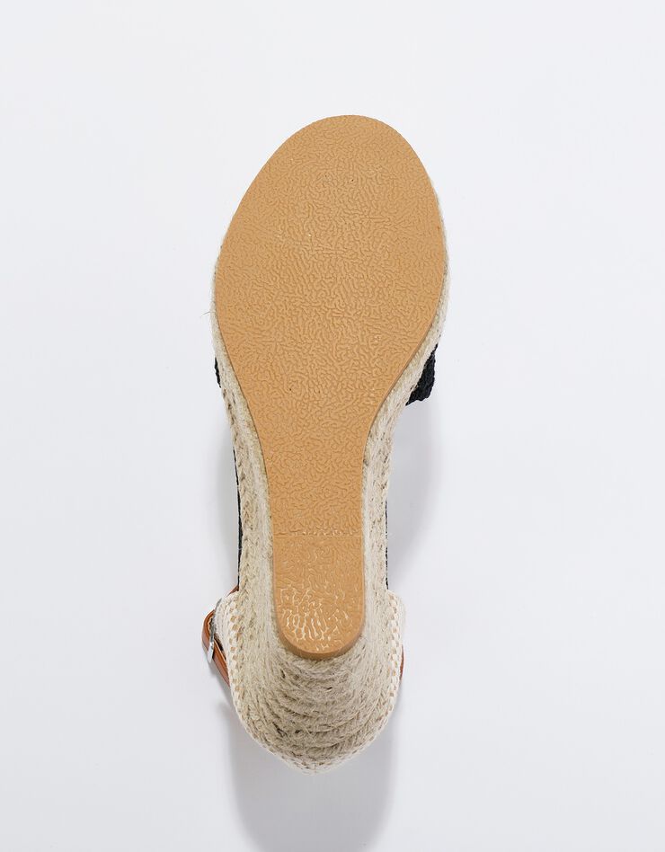 Sandales compensées macramé semelle corde (noir)